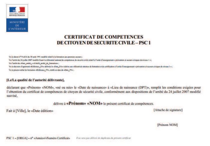 diplome psc1
